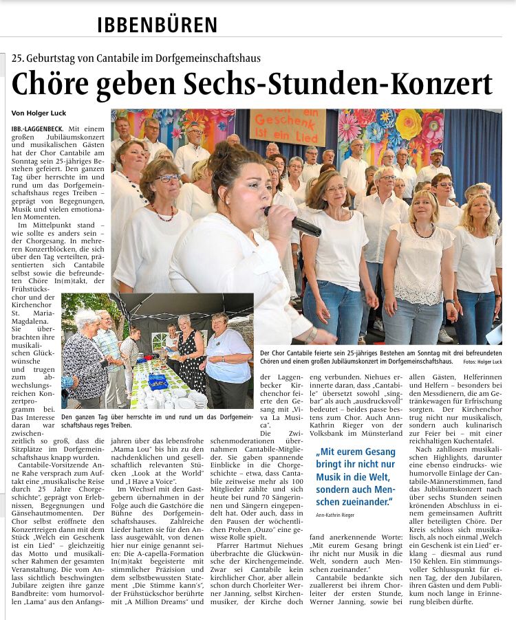 Artikel IVZ "25Jahre Chor Cantabile"